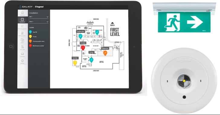 Galaxy connected emergency lighting system by Legrand.