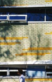 Detail of the glazed brick north facade. Image: John Gollings
