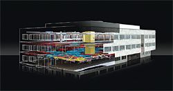 Rendering of an Autodesk US office renovation project as generated from the original analysis and MEP
to structural and construction elements. Courtesy
of KlingStubbins.