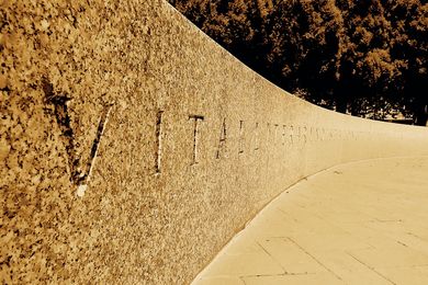 Lewis’s lettering is engraved 8 mm into the granite benches.