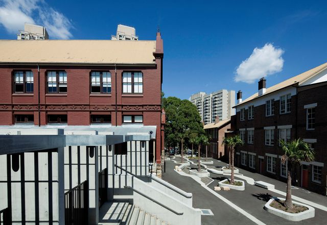 The former public school buildings are heritage listed, and have been thoughtfully incorporated into the new design.