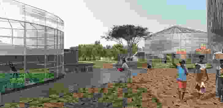 The Kenyan ecovillage's farm area designed by O2 Design Atelier.