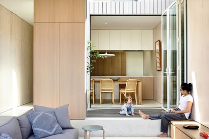 The central courtyard articulates the new kitchen, dining and living rooms and offers each space flexibility.