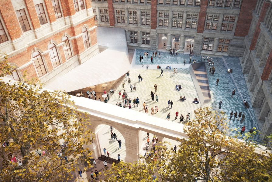 The scheme for the Victoria and Albert Museum addition in London is a permeable outdoor room inviting casual appropriation by the public, and a below-ground gallery space.