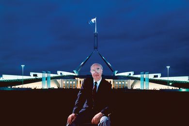 Romaldo Giurgola, pictured outside Parliament House in Canberra.