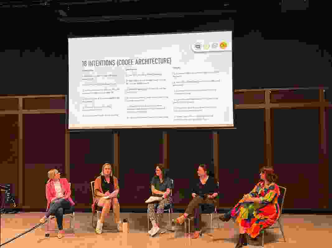 Sarah Lebner (second from right) in her panel on "What are we practising for?" at the 2023 Australian Architecture Conference.