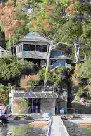 Corrugated roofs protrude like huts among the trees, while cedar weatherboards blend into the bush.