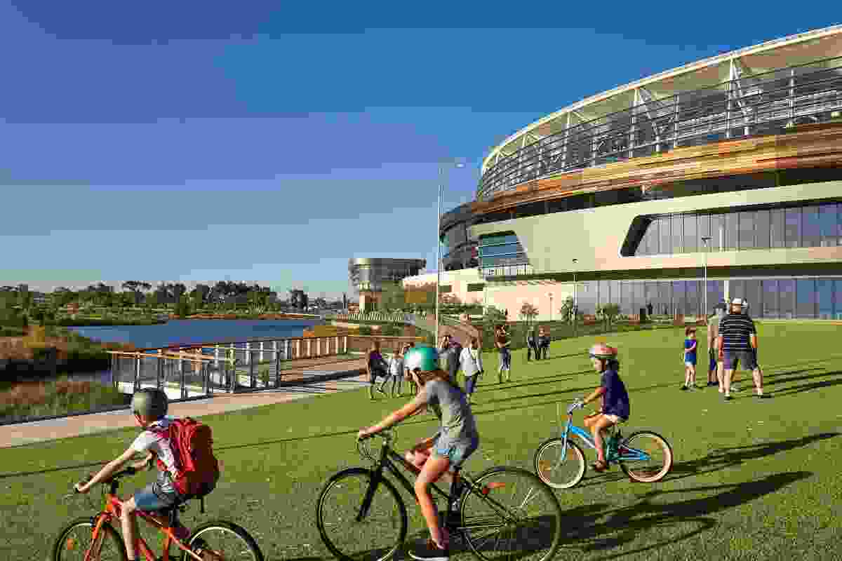 A network of walking and cycling trails weaves through the site, providing connections to the river and CBD.