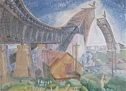 The Bridge
in-curve, Grace
Cossington Smith,
1930. National Gallery
of Victoria, Melbourne.
“A transcendent vision
in which the statics
and dynamics of
bridge construction
were transformed into
a shimmering focus of
inspiration.”