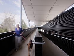 Looking along the ramps of the building’s eastern edge.