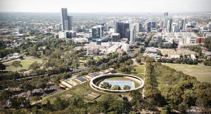 مرکز آبی Parramatta توسط Grimshaw، Andrew Burges Architects و McGregor Coxall.