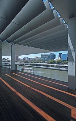 The roof terrace, looking over Brisbane River. Photograph Peter Hyatt.