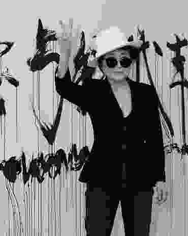 Artist Yoko Ono with Doors (2011) installation.