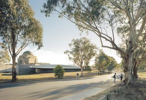 Anzac Hall by Denton Corker Marshall.