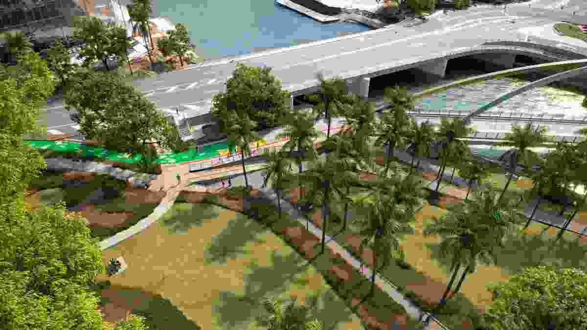 Breakfast Creek green bridge by Cox Architecture and Lat 27 with engineering firm SMEC for Brisbane City Council.