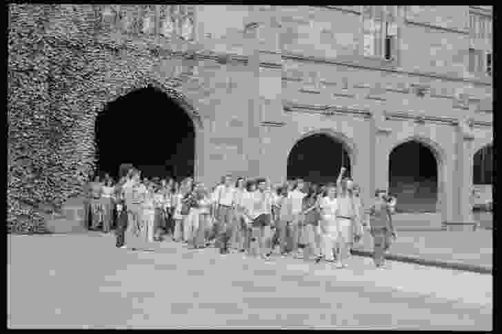 Protest over student sackings at the University of Sydney, 1978.