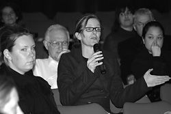 Questions and comments from the audience, including Hélène Frichot (top) and Tracey Avery (bottom).