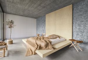A bedroom featuring Essastone Luna Concrete by Laminex.