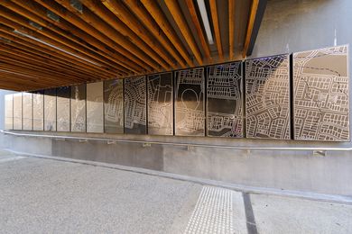 Artwork at the Cardinia Road Railway Station by Lump Studio.