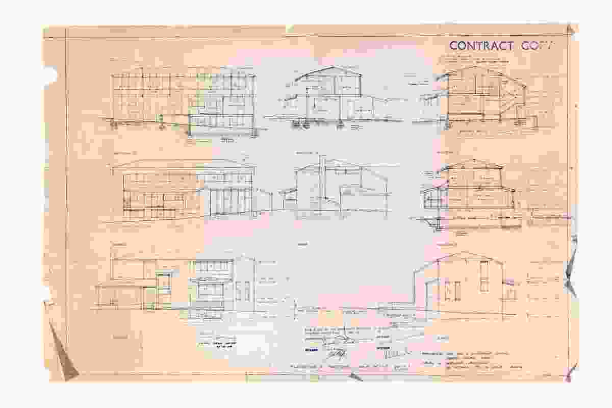 Original elevation and section drawings of the McDonald-Smith House from 1968.