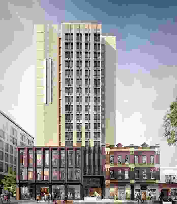 View of proposed the tower designed by PTW Architects from Dixon Street.