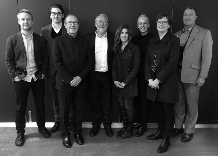 The 2016 Australian Urban Design Awards jury, L–R: Peter Steele, Courtenay Wheeler, Ken Maher, William Chandler, Anne Kovachevich, Jill Garner, Kate Cullity and Neil Savery.