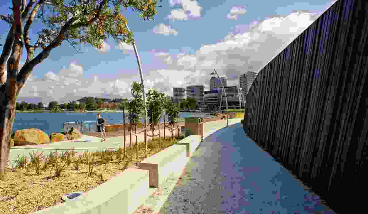 This story wall, one of four at Jack Evans Boat Harbour, will contain indigenous artwork and information panels.