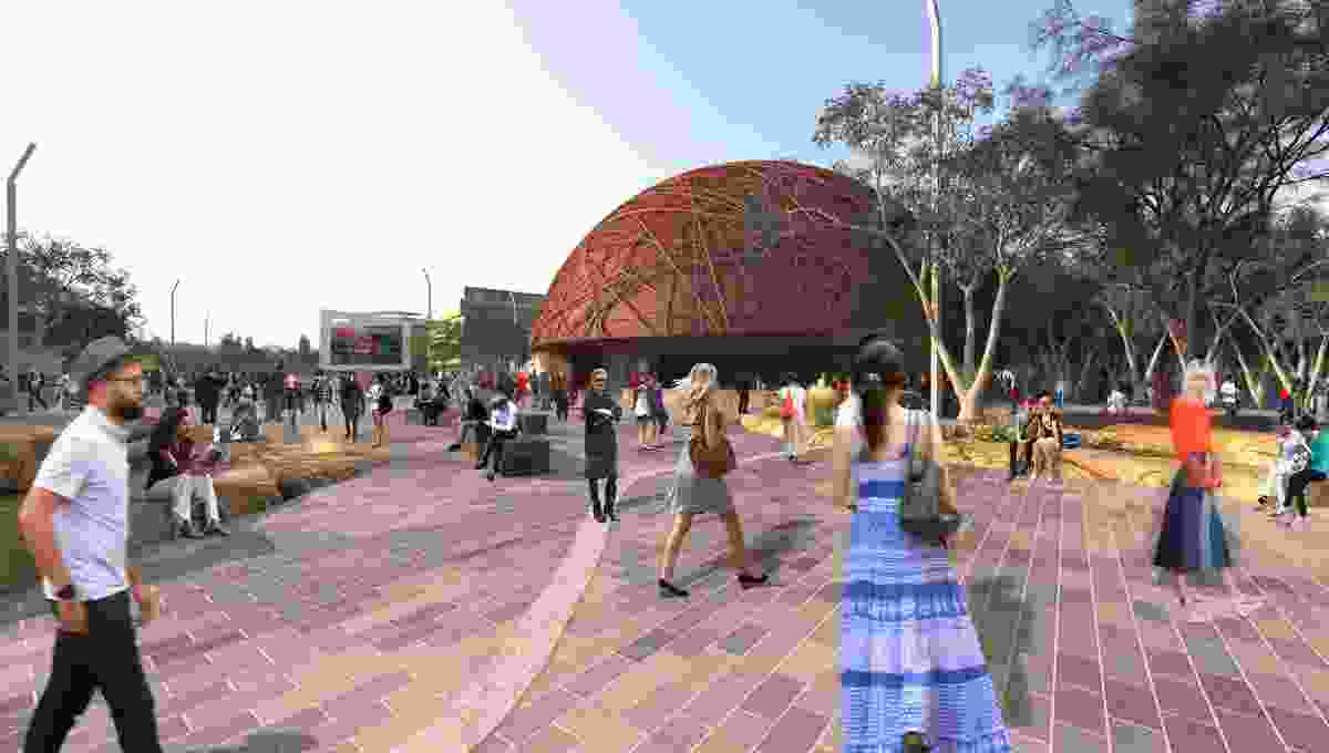 A proposed Tasmanian Aboriginal history centre in MONA’s vision for the redevelopment of Macquarie Point. 