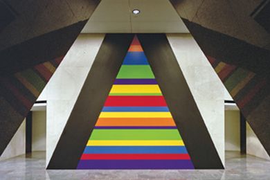 Bars of colour by Sol LeWitt in the entrance lobby of Horizon Apartments, Eric Sierins, 1999. © Sol LeWitt. ARS/Licensed by Viscopy, 2014.