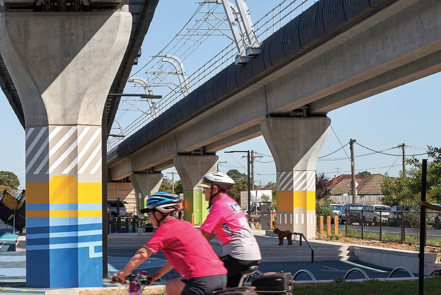 Raising the railway line above ground, as Cox Architecture did for their work along the Caulfield to Dandenong Corridor, provides an opportunity to transform the land beneath.
