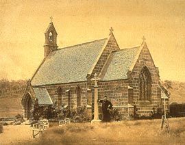St. Paul’s Church (1851), Oatlands, Tasmania. A fine example of Pugin’s simplest idiom for modest parishes, built under the supervision of convict architect Frederick Thomas, after an 1843 Pugin scale model. Photo Archdiocese of Hobart Museum and Archives.