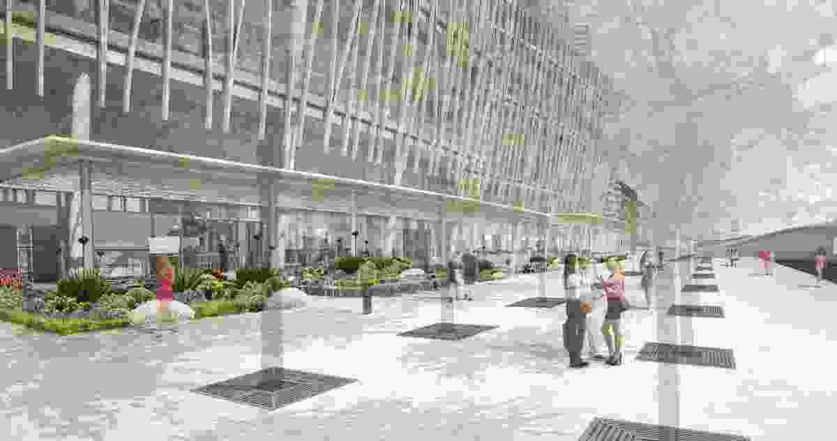 Revised design of promenade and podium of Crown tower by Wilkinson Eyre.