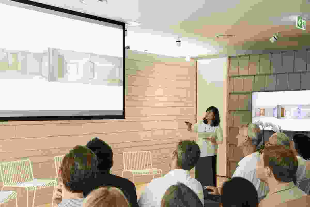 Sojung Lee of Korea-based practice OBBA presenting at the Our Houses talk in Brisbane.