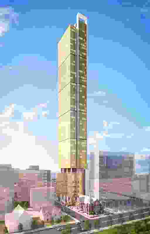 The proposed hotel tower by Cox Howlett and Bailey Woodland.