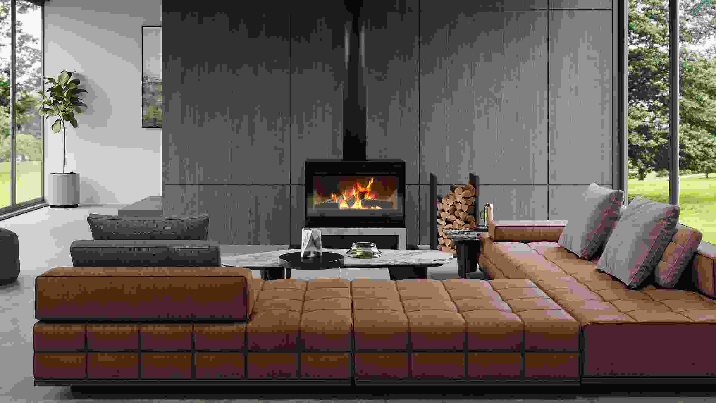 Direct Vent freestanding wood fireplaces by Escea | ArchitectureAu