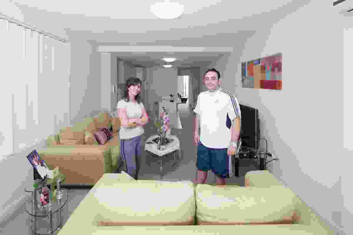 Mr and Mrs Chelala in their two-bedroom cross-over apartment in the Jacobs Street project.