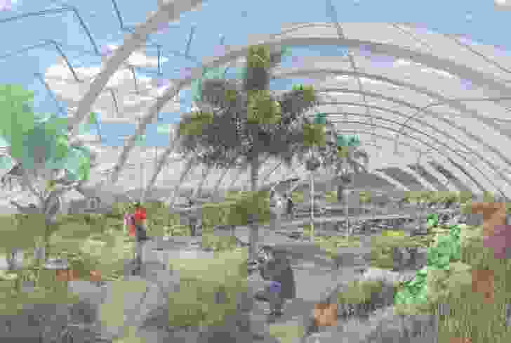 The proposed conservatory in the masterplan for the Australian National Botanic Gardens by Taylor Cullity Lethlean and Tonkin Zulaikha Greer.