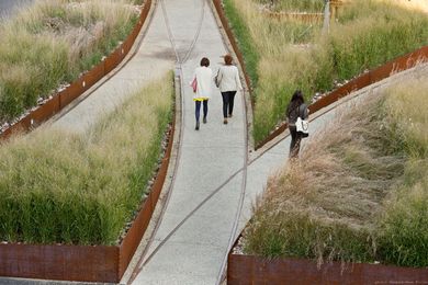 URBN DRY DOCK NO. 1, Philadelphia, Pennsylvania (2009). As part of a former Navy yard revitalisation, DIRT Studio expanded retailer Urban Outfitters' Philadelphia campus around a submerged historic dry dock to create public parks and promenades.