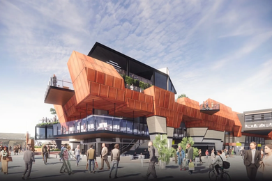 Concept designs for the redeveloped Yagan Square market hall precinct featuring a five-level hospitality hub.