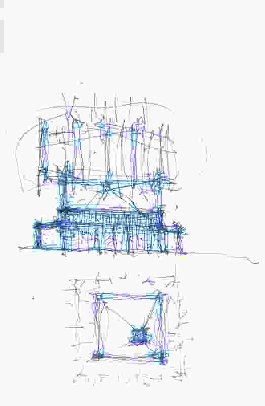 Sketches of the MPavilion by Bijoy Jain.