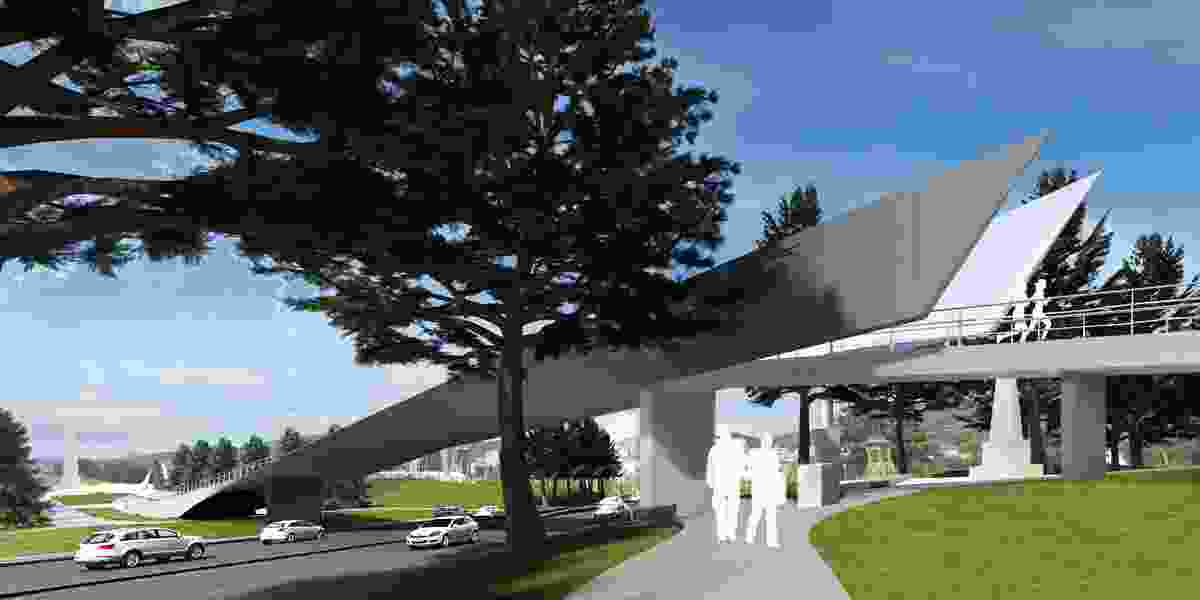 The proposed Tasman Highway Memorial Bridge by Denton Corker Marshall.