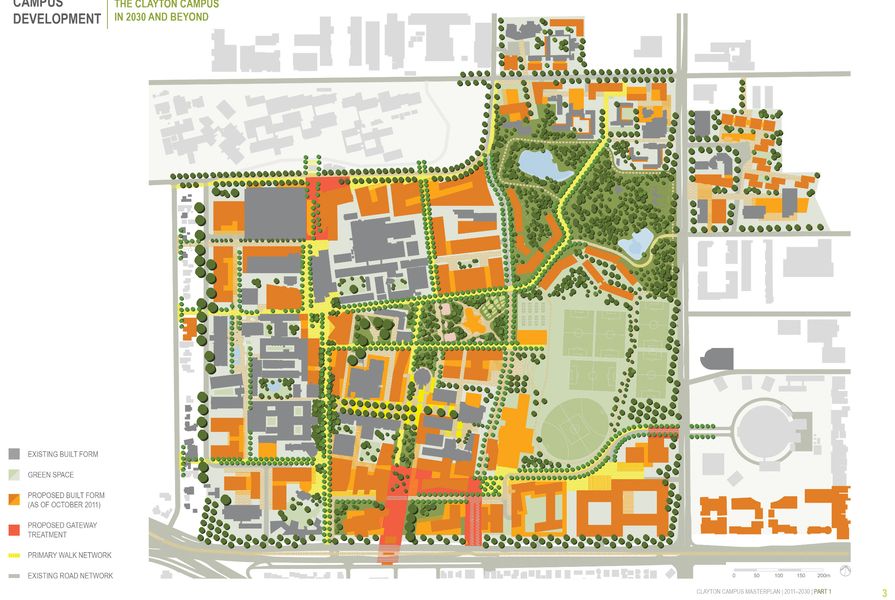 Monash university clayton campus masterplan 2011–2030 (MGS Architects).