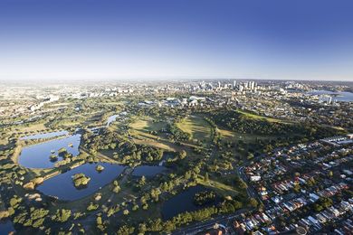 Aerial view of Centennial Park, Sydney.