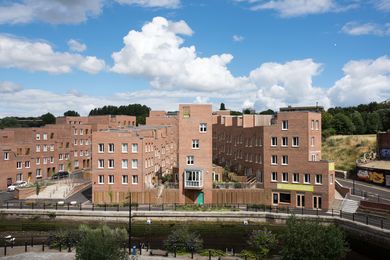 The Malings, Newcastle upon Tyne by Ash Sakula Architects, completed in 2016. In her keynote presentation, Cany Ash of Ash Sakula Architects explained that for this site the developer initially considered typical apartment buildings, but instead her team teased out a village of stepped houses.