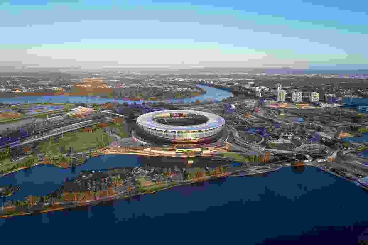 Perth Stadium by Hassell, Cox Architecture, and HKS Sport and Entertainment.