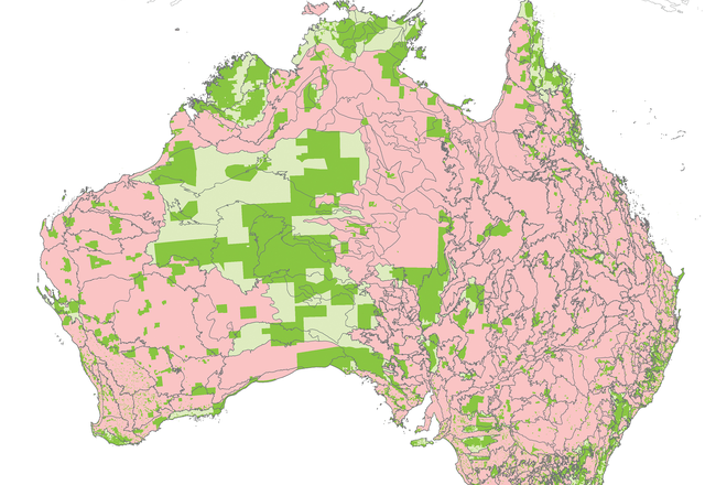 Map of Australia showing level of protection of subregions.