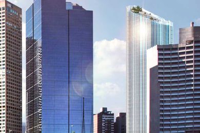 A proposed second tower on the site of 1 Spring Street designed by Ingenhoven and Architectus.