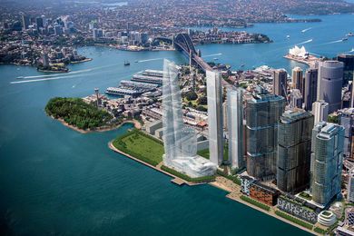 The proposed One Sydney Harbour, designed by Renzo Piano Building Workshop, consists of three residential towers, two of which have been recommended for approval.