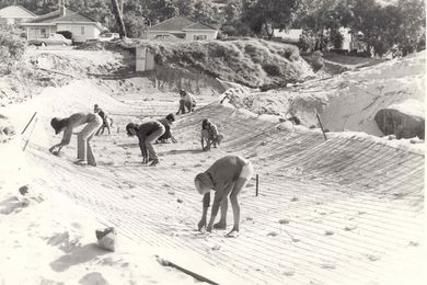 The Snake Run Skateboard Park under construction during the 70s.