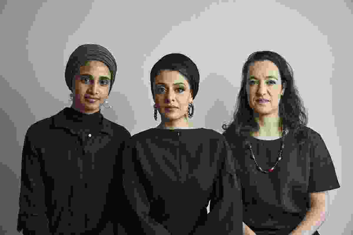 Amina Kaskar, Sumayya Vally and Sarah de Villiers of Counterspace. Photographed by Justice Mukheli in Johannesburg, 2020.